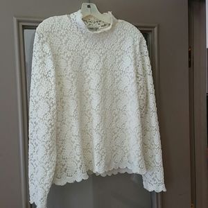 Coldwater Creek white lace long sleeve blouse